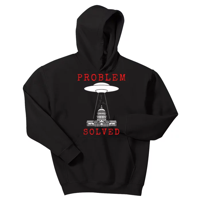 Funny Conservative UFO Problem Solved Kids Hoodie