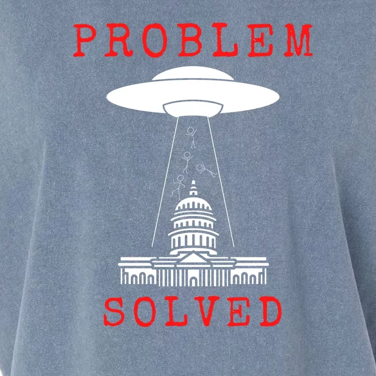 Funny Conservative UFO Problem Solved Garment-Dyed Women's Muscle Tee