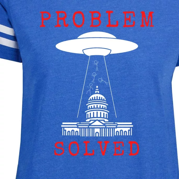 Funny Conservative UFO Problem Solved Enza Ladies Jersey Football T-Shirt