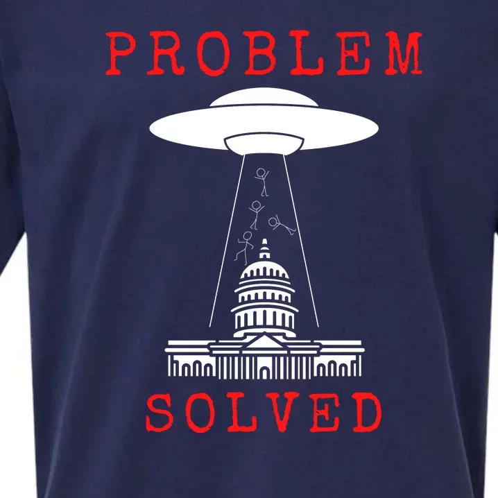 Funny Conservative UFO Problem Solved Sueded Cloud Jersey T-Shirt