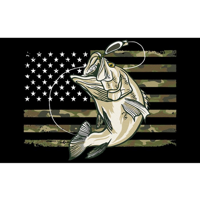 Fishing Camouflage US American Flag Bass Fish Fisherman Camo Bumper Sticker