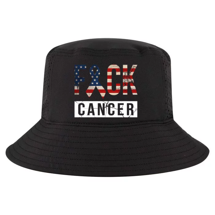 F*ck Cancer USA American Flag Ribbon Cool Comfort Performance Bucket Hat