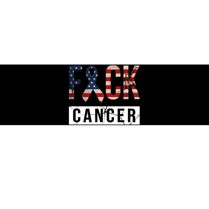 F*ck Cancer USA American Flag Ribbon Bumper Sticker