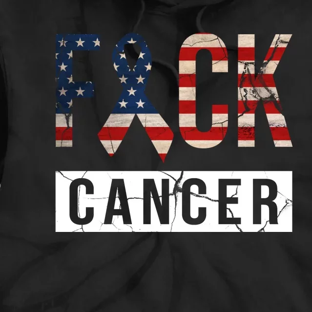 F*ck Cancer USA American Flag Ribbon Tie Dye Hoodie