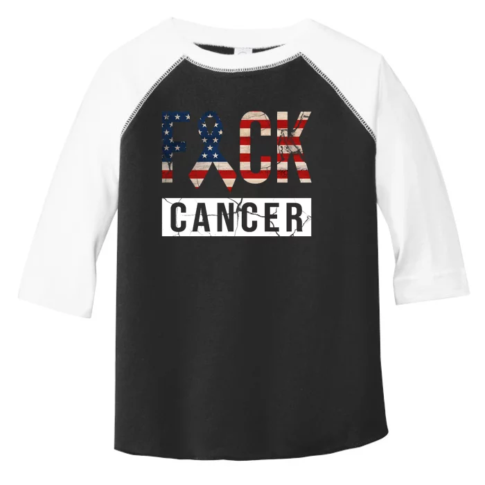 F*ck Cancer USA American Flag Ribbon Toddler Fine Jersey T-Shirt