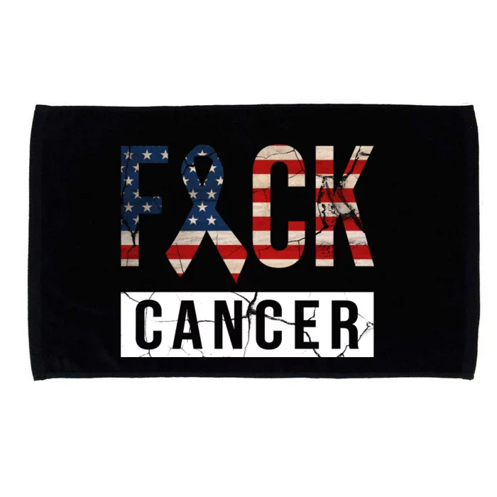 F*ck Cancer USA American Flag Ribbon Microfiber Hand Towel