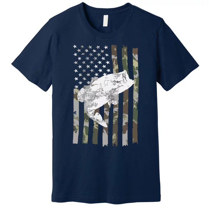 Fishing Camouflage US American Flag Bass Fish Fisherman Camo Premium T-Shirt