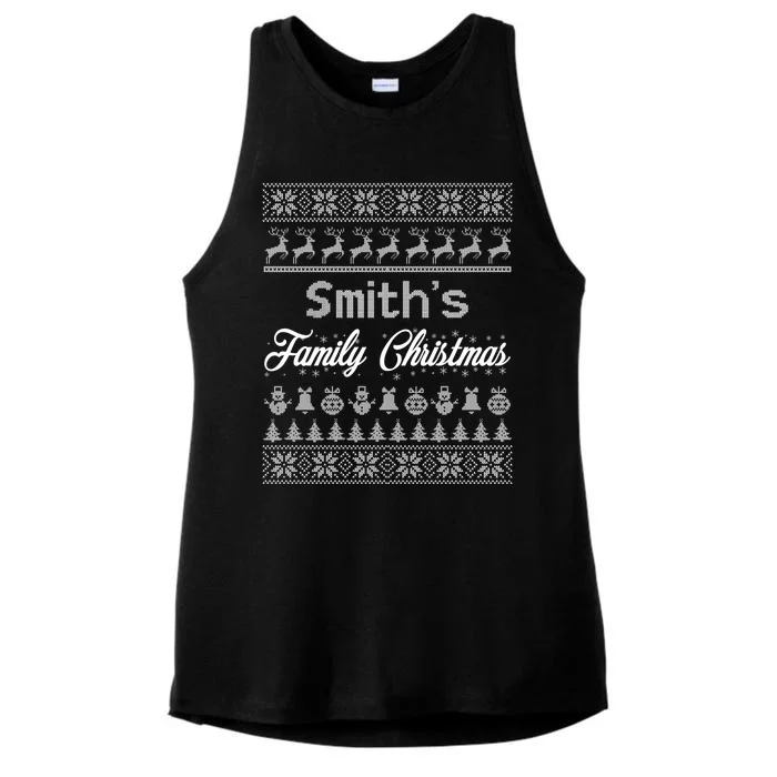 Custom Family Christmas Ugly Sweater Personalized Ladies Tri-Blend Wicking Tank