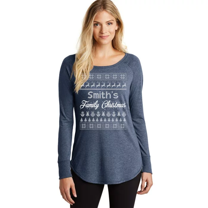 Custom Family Christmas Ugly Sweater Personalized Women's Perfect Tri Tunic Long Sleeve Shirt