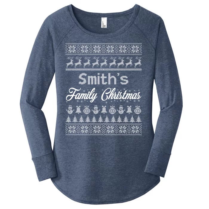 Custom Family Christmas Ugly Sweater Personalized Women's Perfect Tri Tunic Long Sleeve Shirt