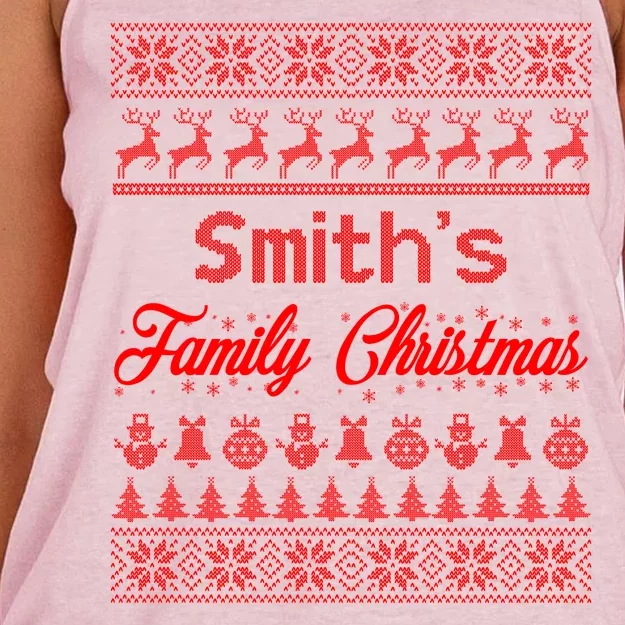 Custom Family Christmas Ugly Sweater Personalized Women's Knotted Racerback Tank