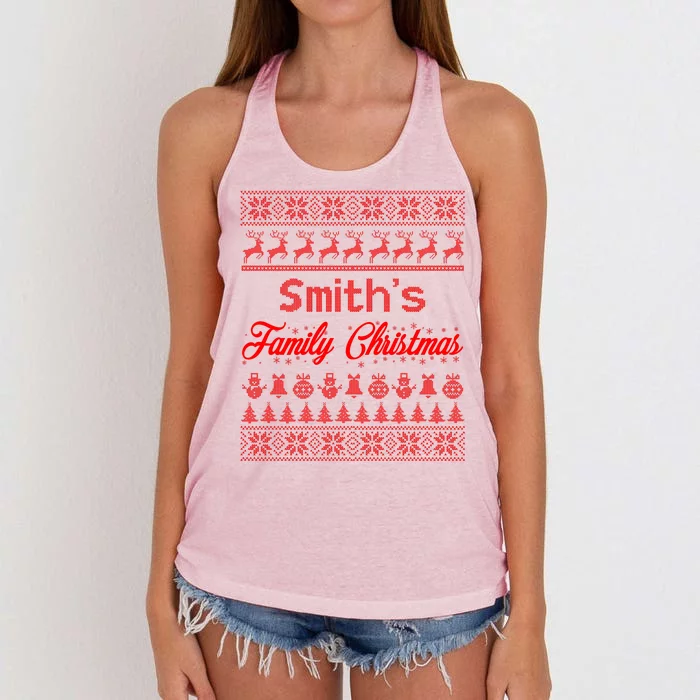 Custom Family Christmas Ugly Sweater Personalized Women's Knotted Racerback Tank