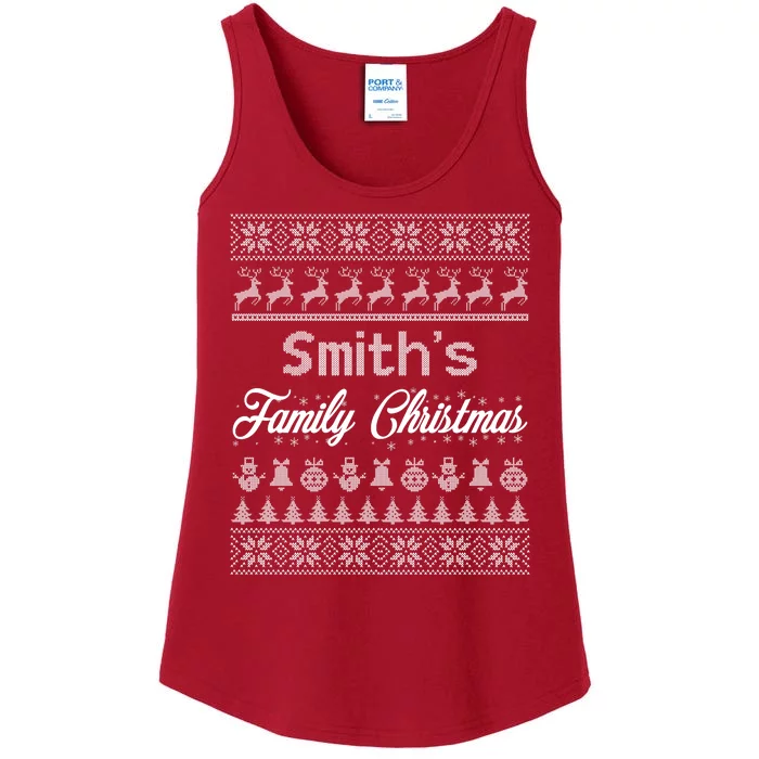 Custom Family Christmas Ugly Sweater Personalized Ladies Essential Tank