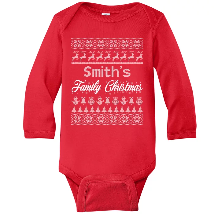 Custom Family Christmas Ugly Sweater Personalized Baby Long Sleeve Bodysuit