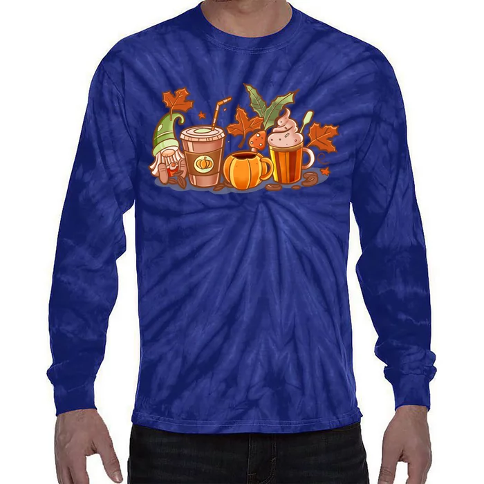 Fall Coffee Vintage Thanksgiving Pumpkin Spice Tie-Dye Long Sleeve Shirt