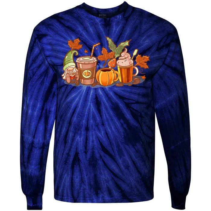 Fall Coffee Vintage Thanksgiving Pumpkin Spice Tie-Dye Long Sleeve Shirt