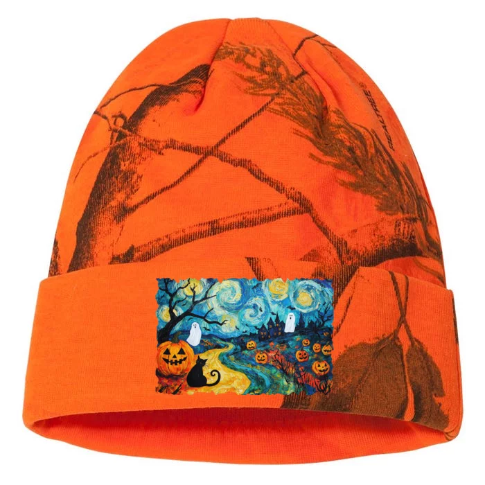 Funny Classic Van Gogh Inspired Halloween Scene Kati - 12in Camo Beanie