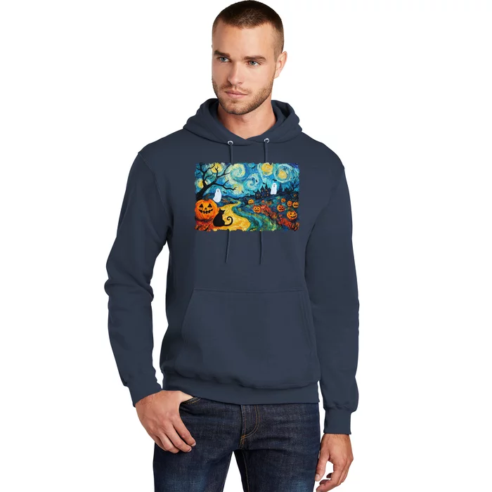 Funny Classic Van Gogh Inspired Halloween Scene Hoodie