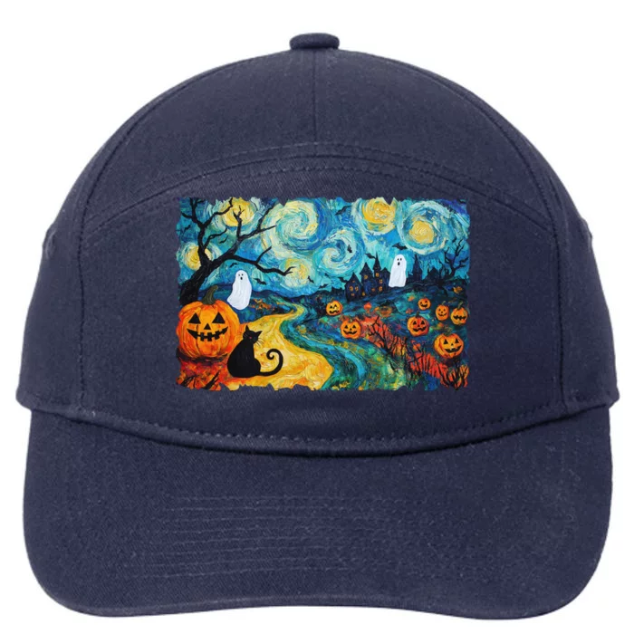 Funny Classic Van Gogh Inspired Halloween Scene 7-Panel Snapback Hat