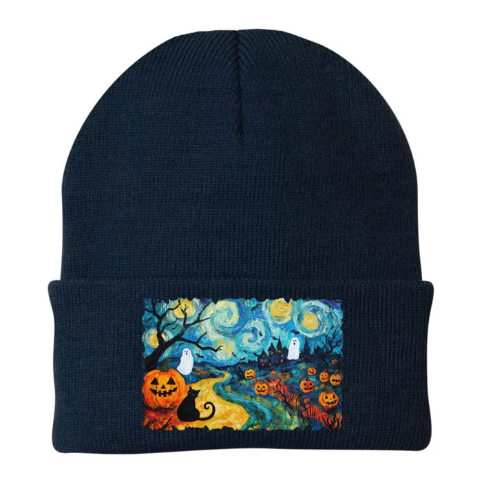 Funny Classic Van Gogh Inspired Halloween Scene Knit Cap Winter Beanie