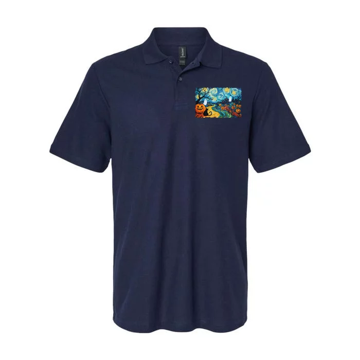 Funny Classic Van Gogh Inspired Halloween Scene Softstyle Adult Sport Polo