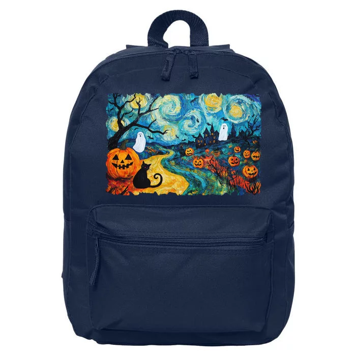 Funny Classic Van Gogh Inspired Halloween Scene 16 in Basic Backpack