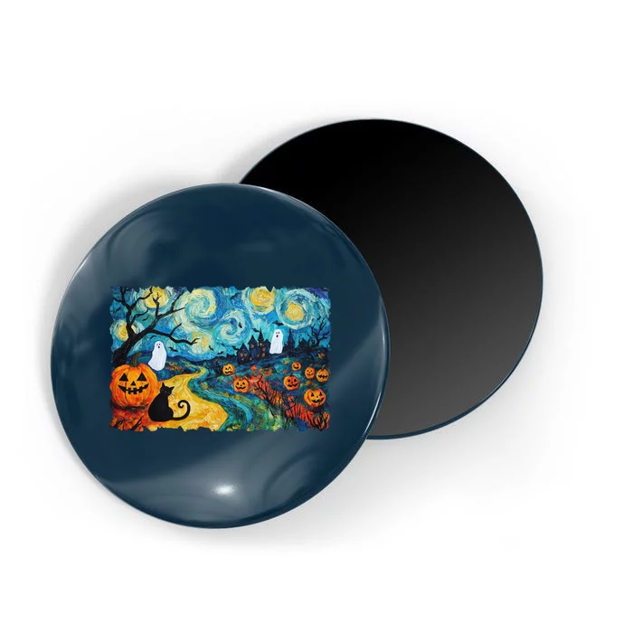 Funny Classic Van Gogh Inspired Halloween Scene Magnet