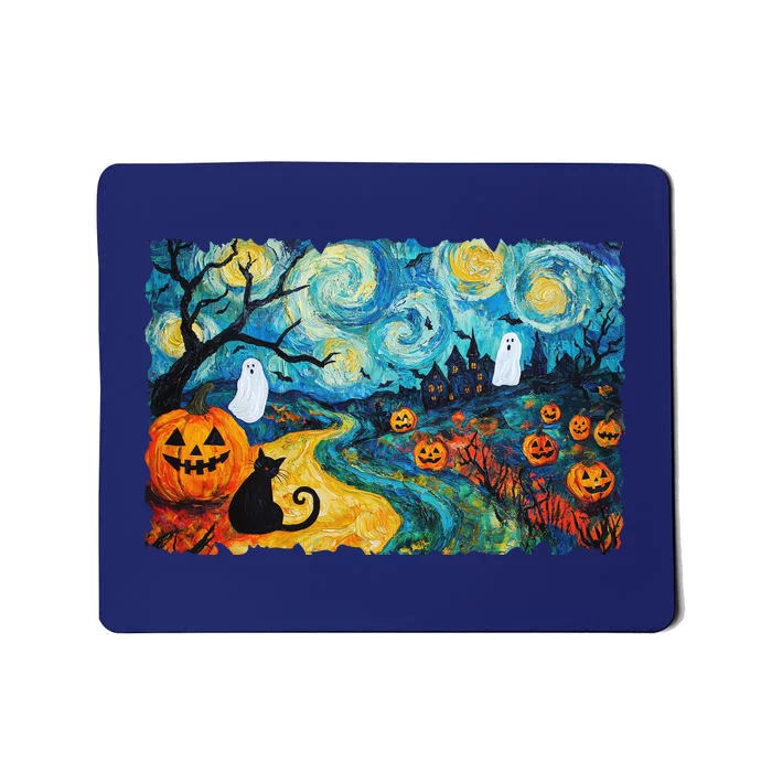 Funny Classic Van Gogh Inspired Halloween Scene Mousepad