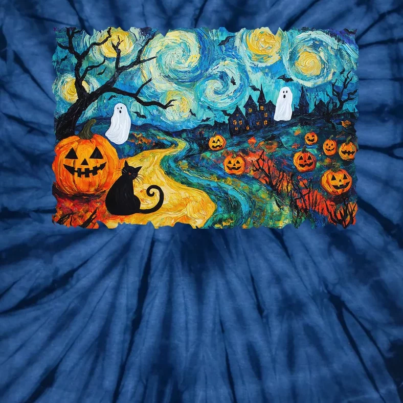 Funny Classic Van Gogh Inspired Halloween Scene Tie-Dye T-Shirt