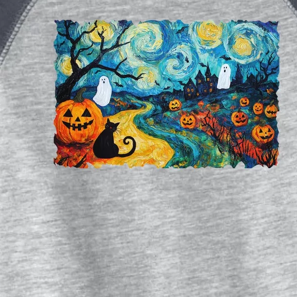 Funny Classic Van Gogh Inspired Halloween Scene Toddler Fine Jersey T-Shirt