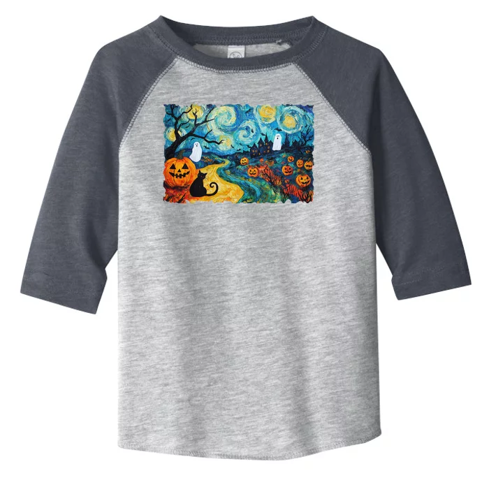 Funny Classic Van Gogh Inspired Halloween Scene Toddler Fine Jersey T-Shirt