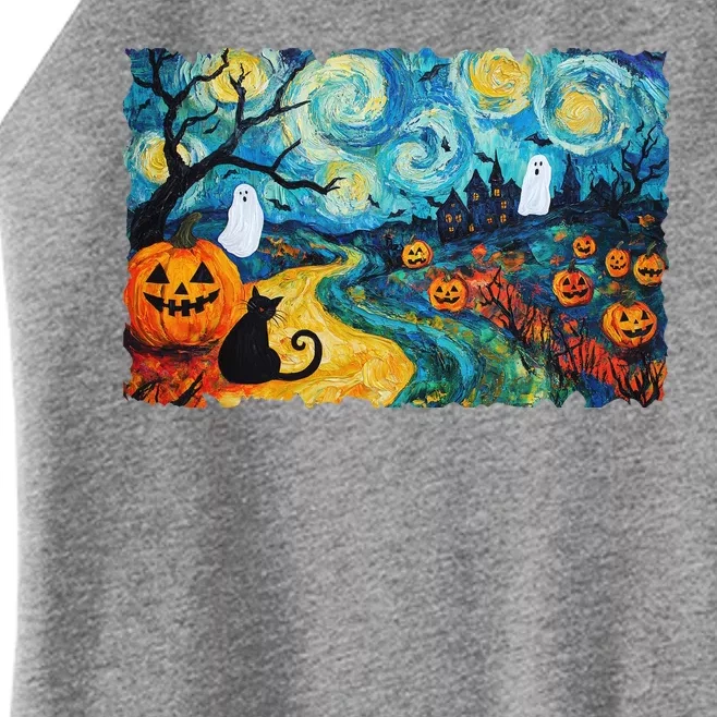 Funny Classic Van Gogh Inspired Halloween Scene Women’s Perfect Tri Rocker Tank