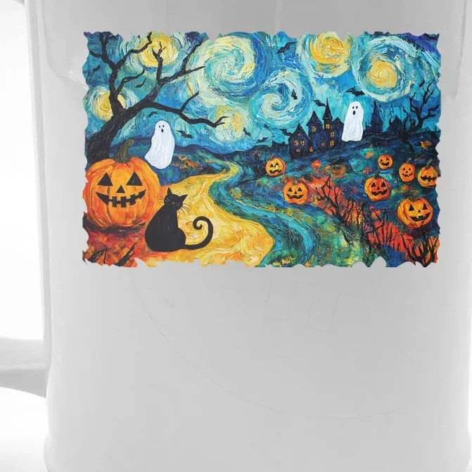 Funny Classic Van Gogh Inspired Halloween Scene Front & Back Beer Stein