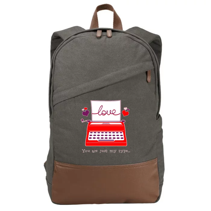 Funny Cute Valentines Day You Are Just My Type Typewriter Love Cotton Canvas Backpack