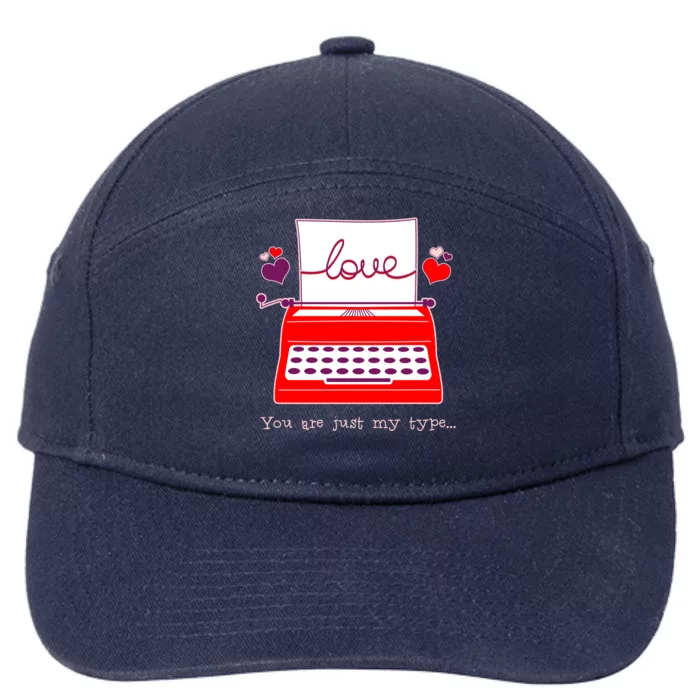 Funny Cute Valentines Day You Are Just My Type Typewriter Love 7-Panel Snapback Hat