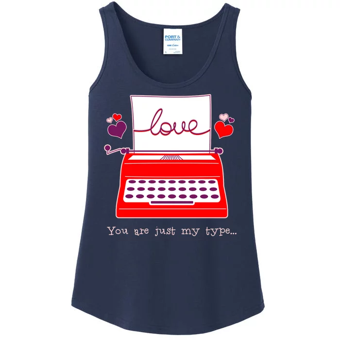 Funny Cute Valentines Day You Are Just My Type Typewriter Love Ladies Essential Tank