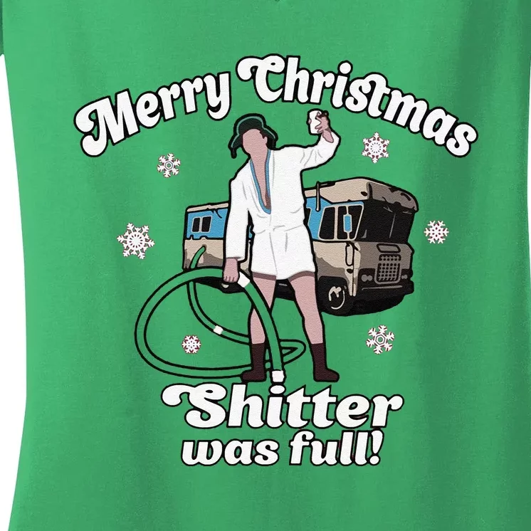 Funny Christmas Vacation Merry Christmas Shitters Full Christmas Women's V-Neck T-Shirt