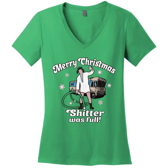 Funny Christmas Vacation Merry Christmas Shitters Full Christmas Women's V-Neck T-Shirt