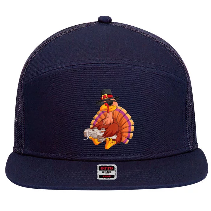 Funny Cute Video Game Thanksgiving Turkey Gamer Boys Ns Gaming 7 Panel Mesh Trucker Snapback Hat