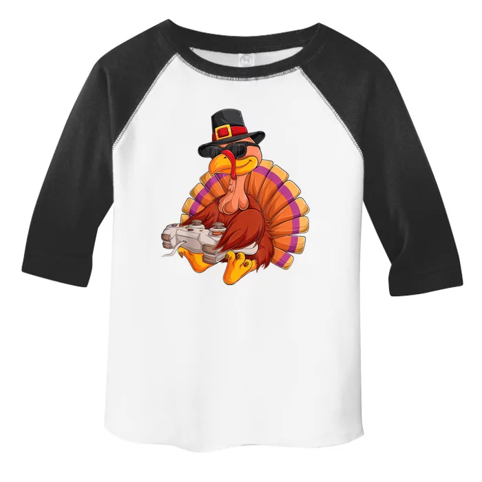 Funny Cute Video Game Thanksgiving Turkey Gamer Boys Ns Gaming Toddler Fine Jersey T-Shirt