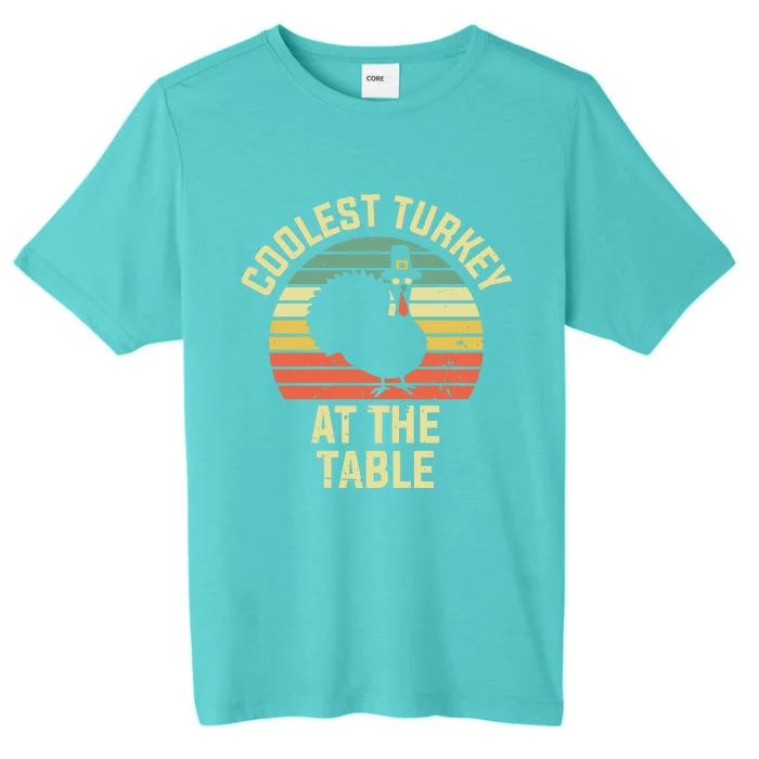 Funny Cute Vintage Coolest Turkey At The Table Thanksgiving ChromaSoft Performance T-Shirt