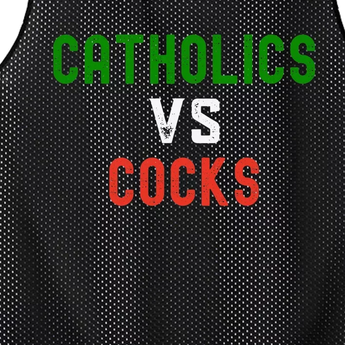 Funny Catholics VS Cocks Religious Mesh Reversible Basketball Jersey Tank