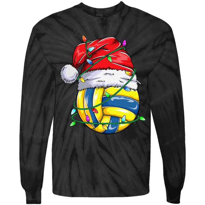 Funny Christmas Volleyball Players Lovers Xmas Tie-Dye Long Sleeve Shirt