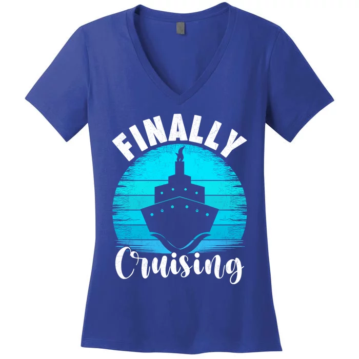 Finally Cruising Vintage Retro Cruise Lover Cruising Gift Women's V-Neck T-Shirt