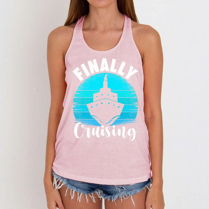 Finally Cruising Vintage Retro Cruise Lover Cruising Gift Women's Knotted Racerback Tank