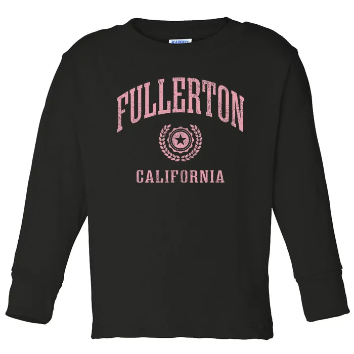 Fullerton Ca Vintage College Sports Design Toddler Long Sleeve Shirt