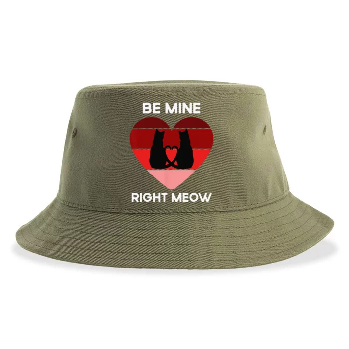 Funny Cat Valentines Day Be Mine Meow Cat Lover Sustainable Bucket Hat