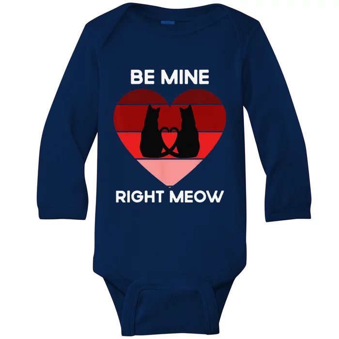 Funny Cat Valentines Day Be Mine Meow Cat Lover Baby Long Sleeve Bodysuit