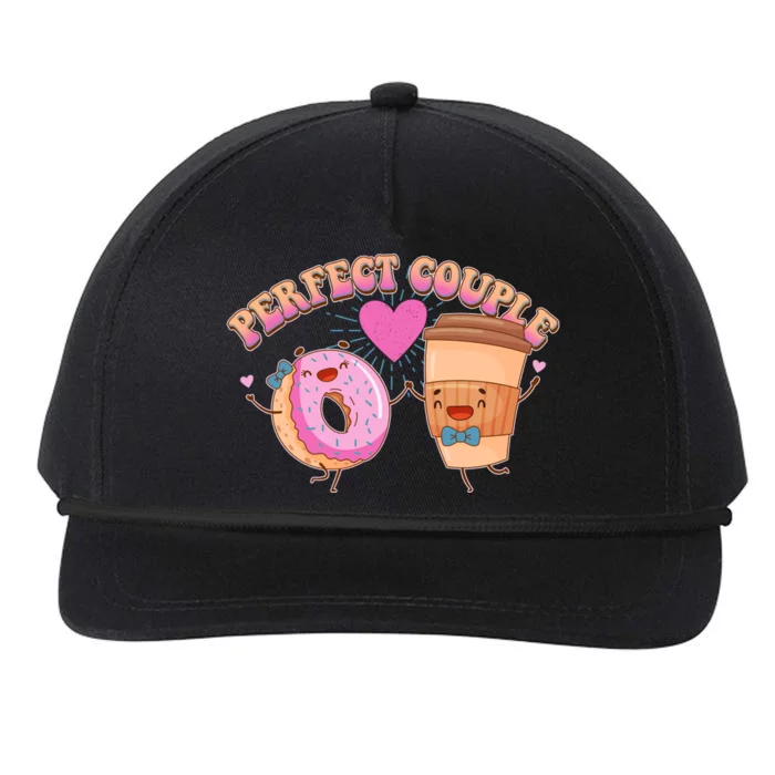 Funny Cute Valentines Day Perfect Couple Donut And Coffee Snapback Five-Panel Rope Hat