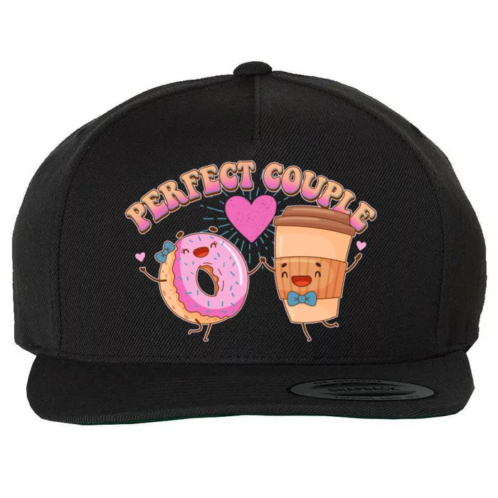 Funny Cute Valentines Day Perfect Couple Donut And Coffee Wool Snapback Cap